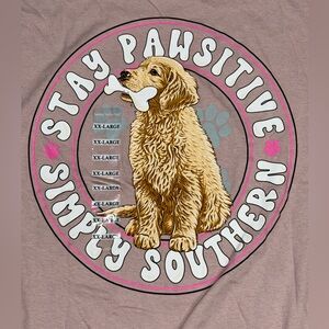NWT Simply Southern Stay Pawsitive Long Sleeve 100% Cotton T-Shirt Size: XXL